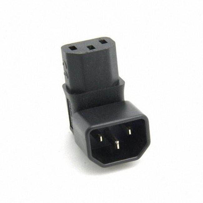 Cablecc  IEC Male C14 to Down Right Angled 90 Degree IEC Female C13 Power Extension Adapter