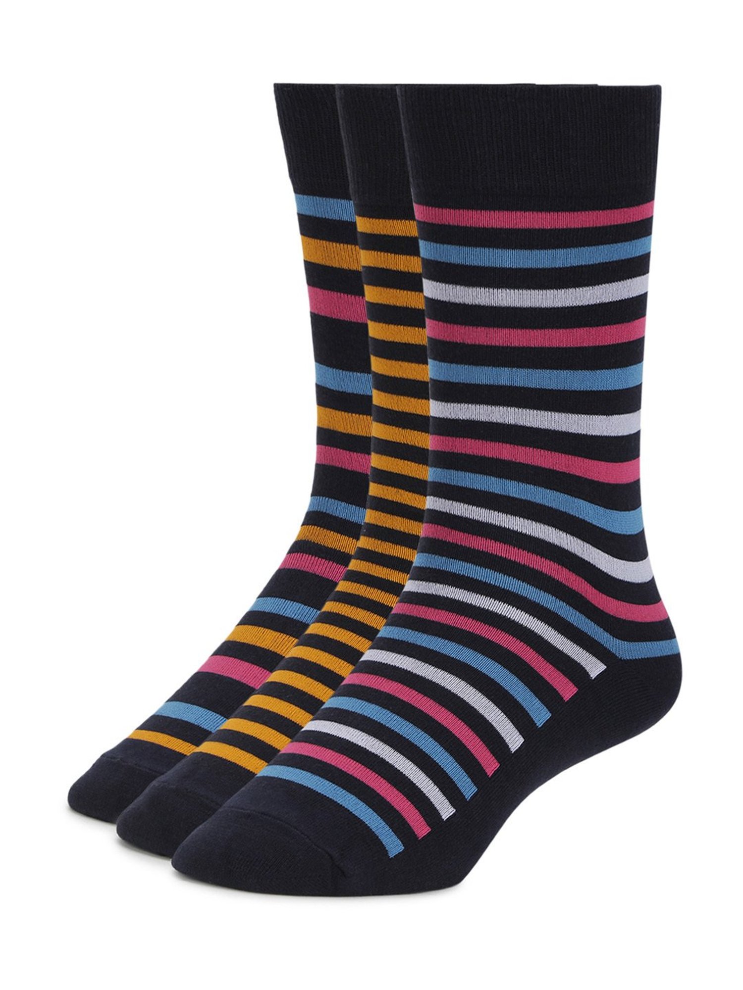 Sokker Multicolor Cotton Striped Socks - Set of 3