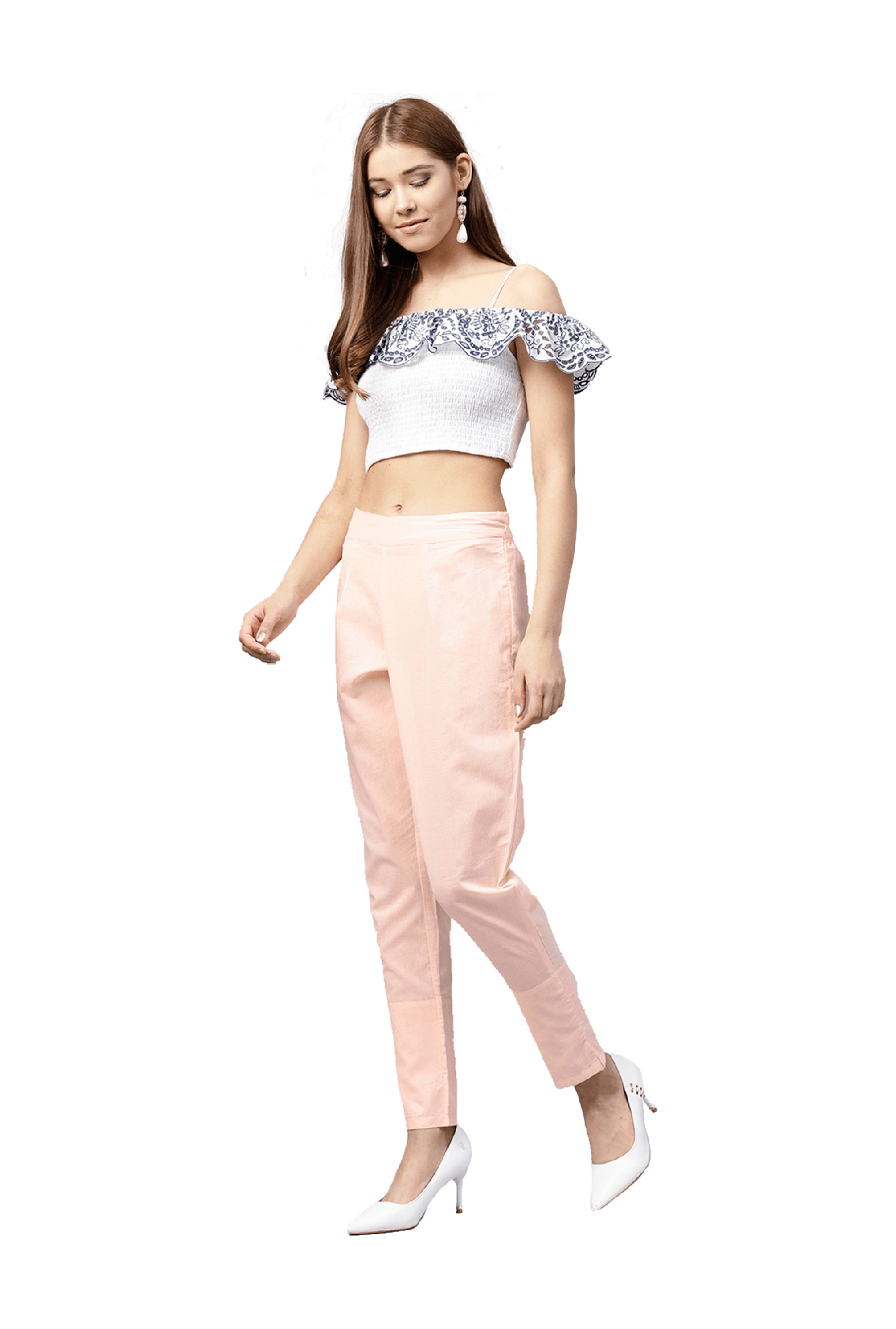 Jaipur Kurti Peach Regular Fit Pants