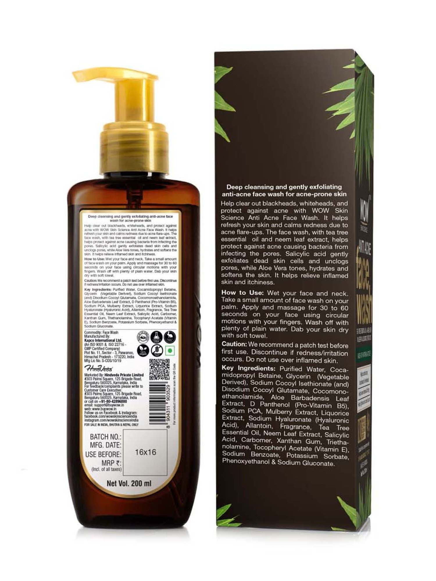 WOW Skin Science Anti Acne Face Wash - 200 ml