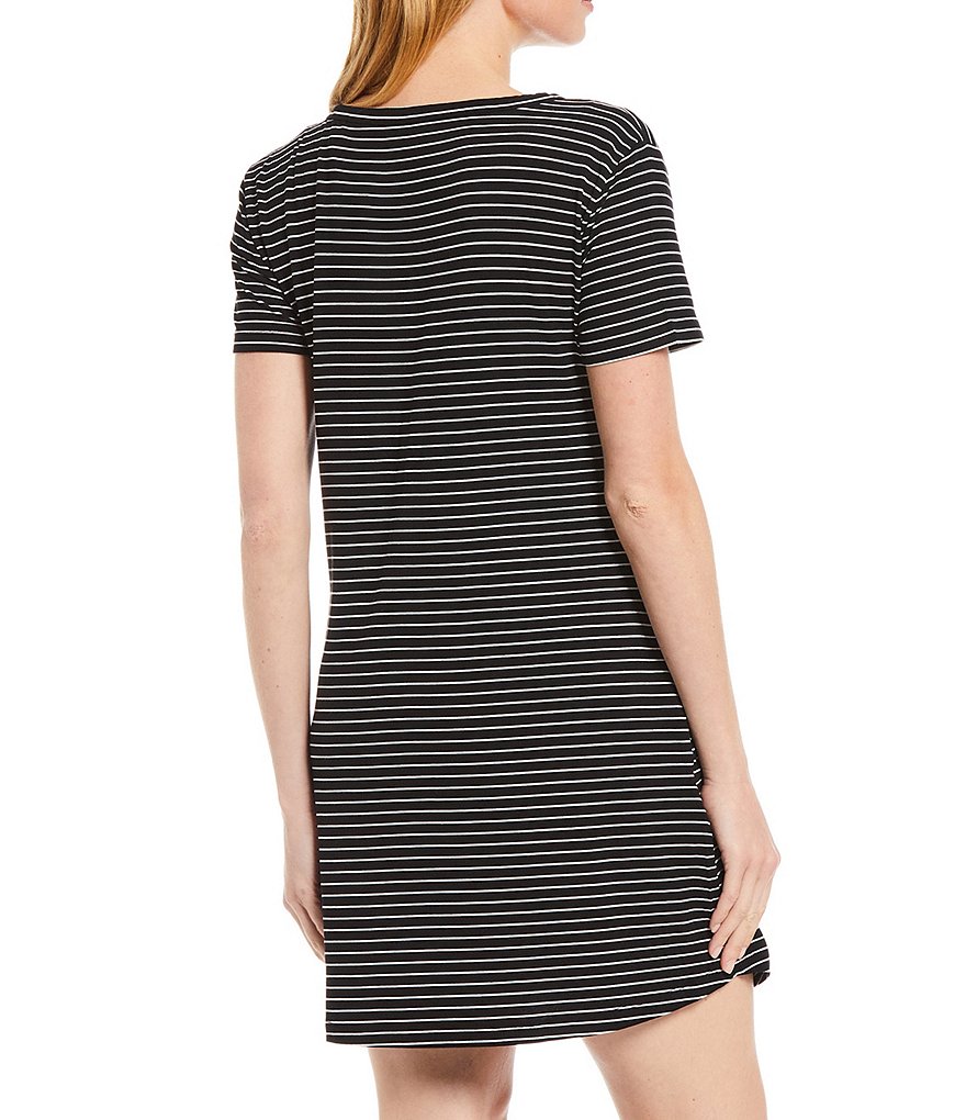 Half Moon By Modern Movement Yarn-Dye Striped Jersey Knit Lounge Dress