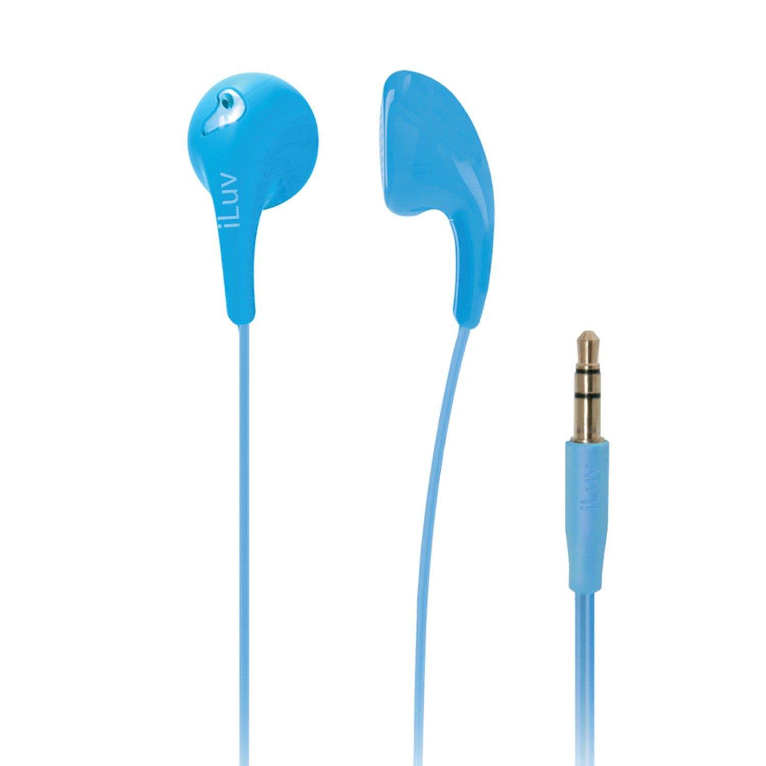 iLuv iEP205BLU Bubble Gum 2 Flexible, Jelly-Type Stereo Earphones - Blue