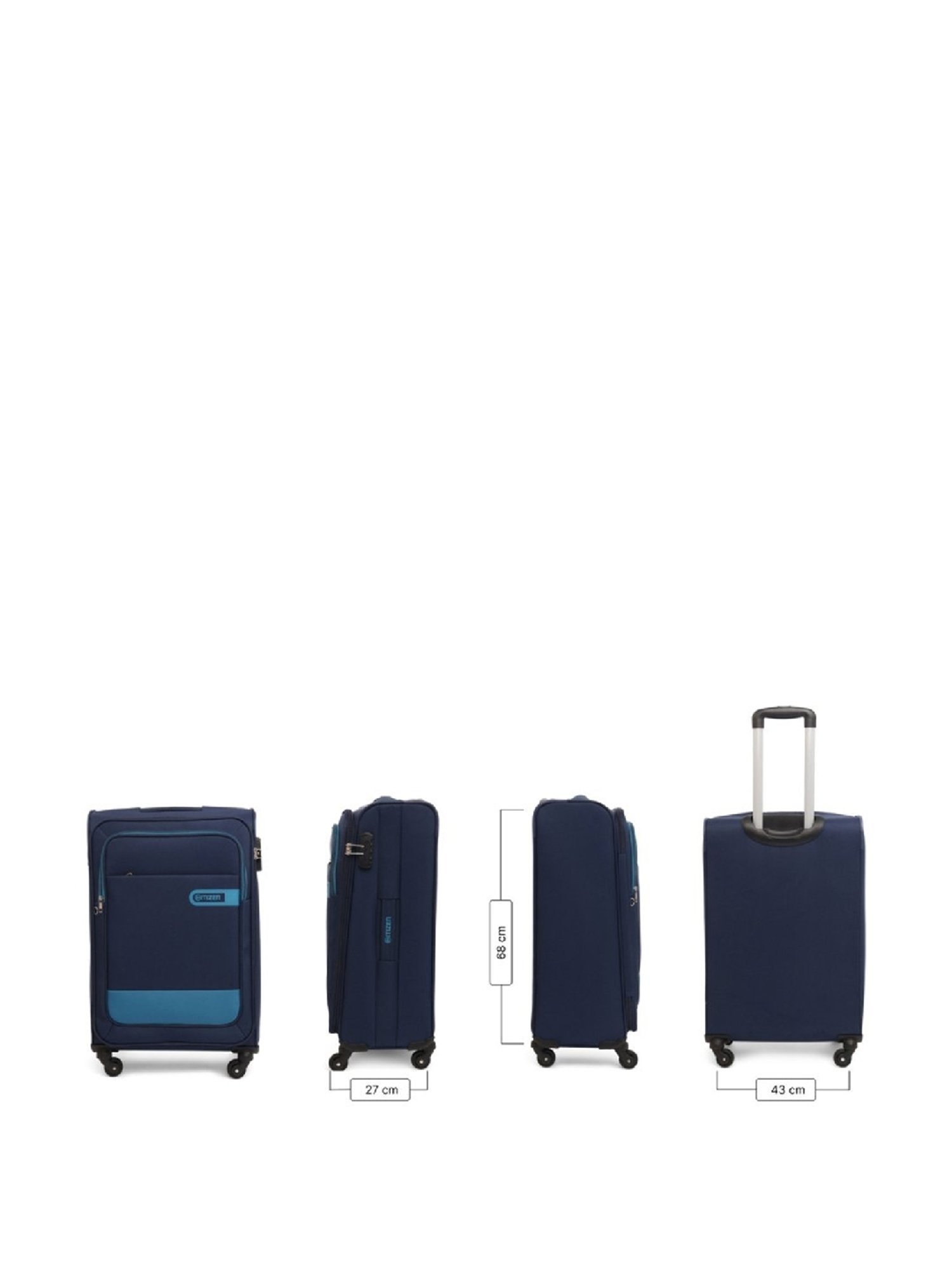 Citizen Wander Weave Navy Blue Color Block Soft Medium Trolley Bag - 68 Cms