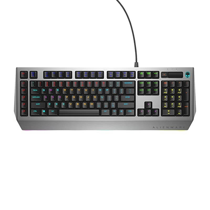 Dell  Pro Gaming Mechanical Keyboard AW768 - AlienFX 16.8M RGB 13 zone-based Lighting - 15 programmable macro key functions, Silver