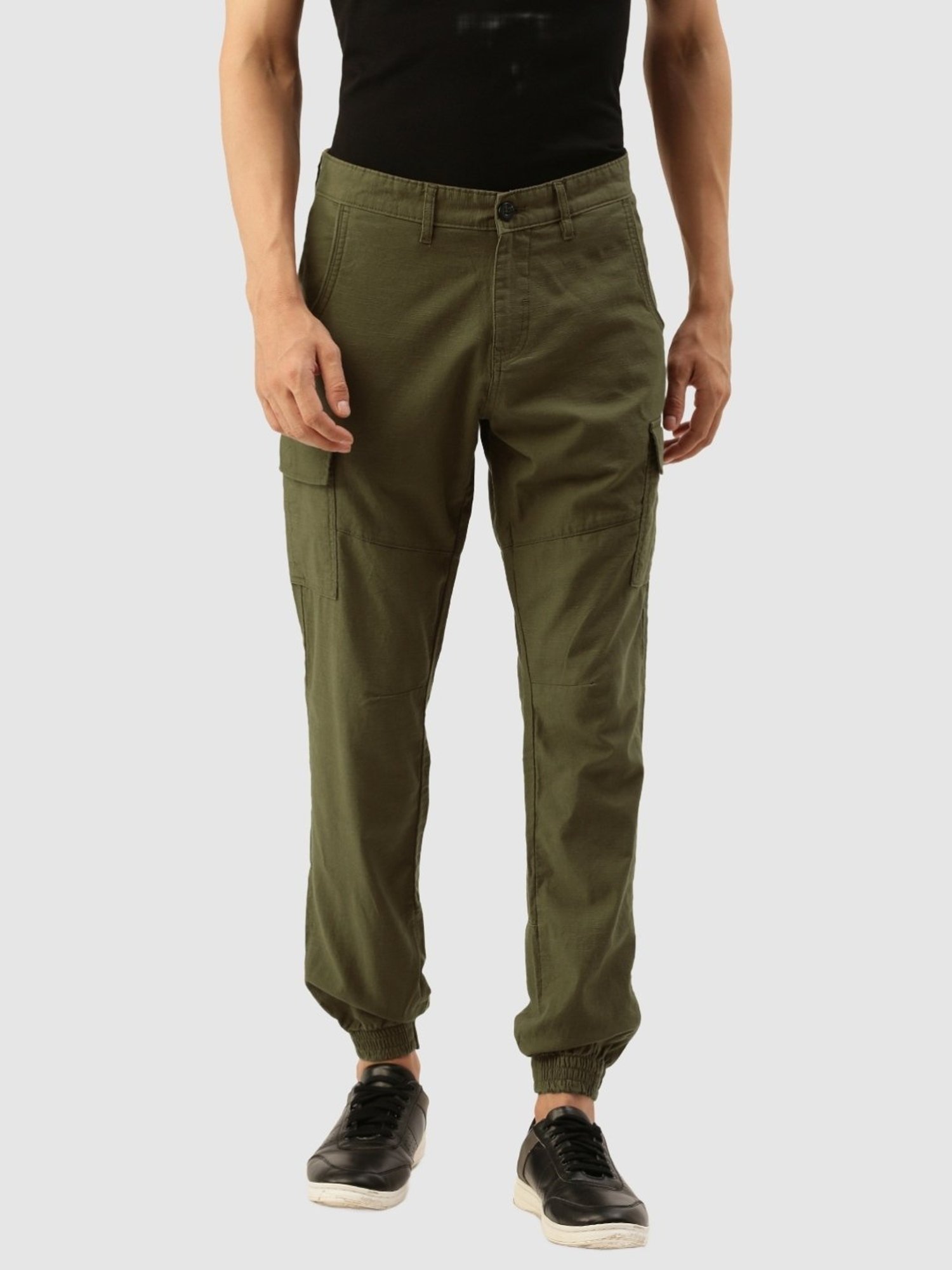 IVOC Olive Cotton Slim Fit Jogger Pants
