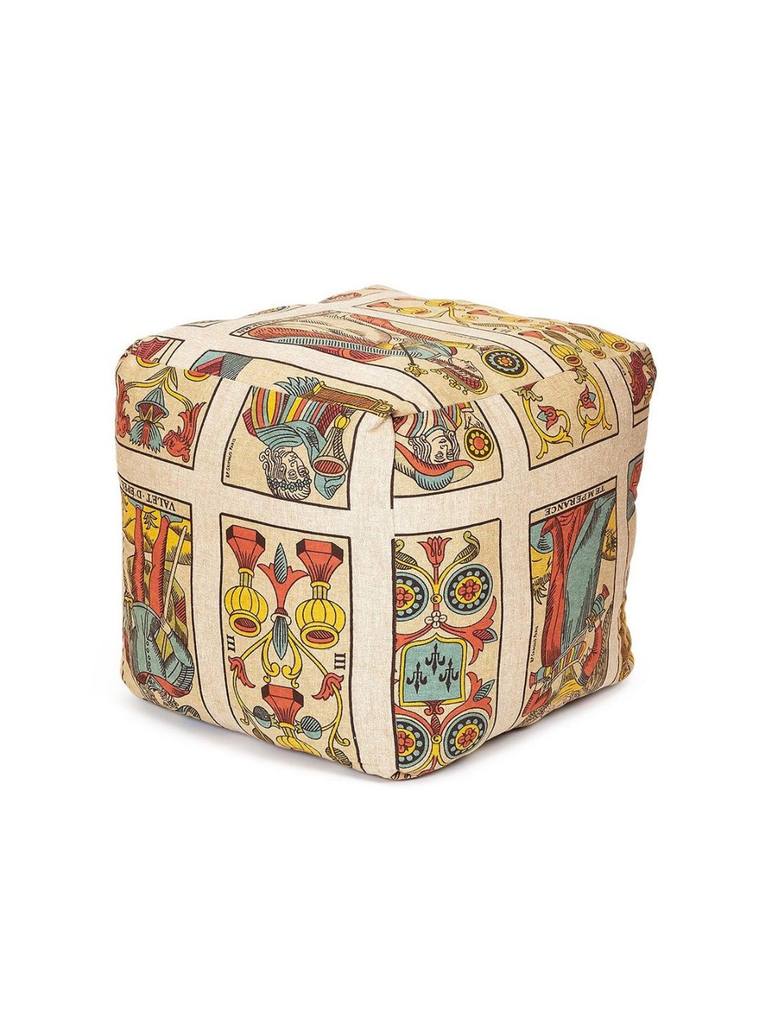 Home4U Jouer Woven Multicolor Cotton Pouffe