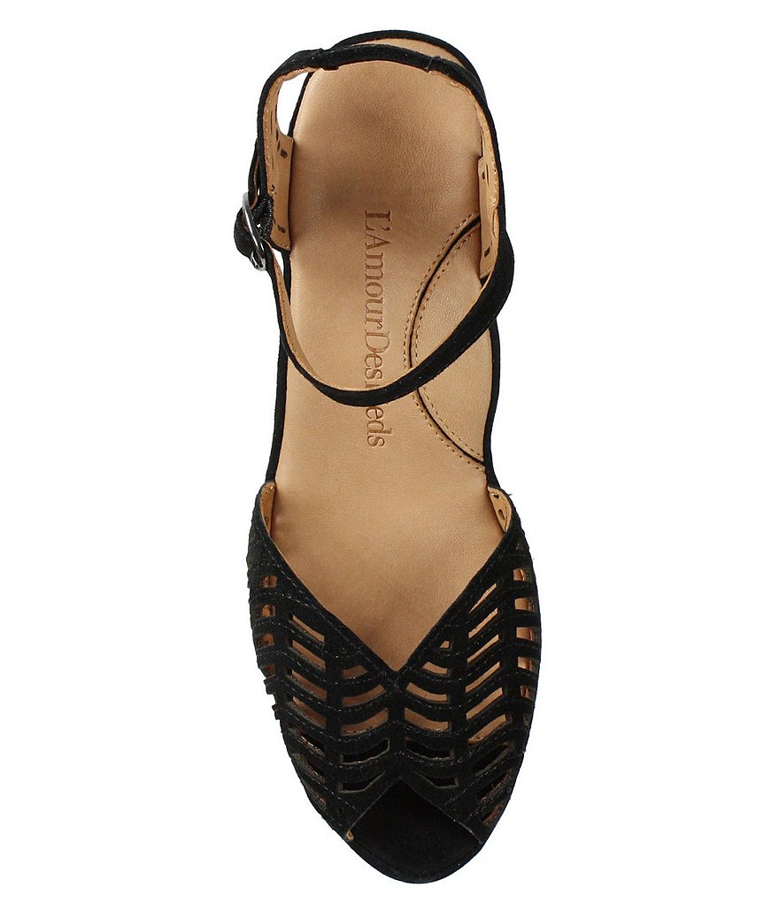 L'Amour Des Pieds Oanez Cut Out Suede Wedge Sandals