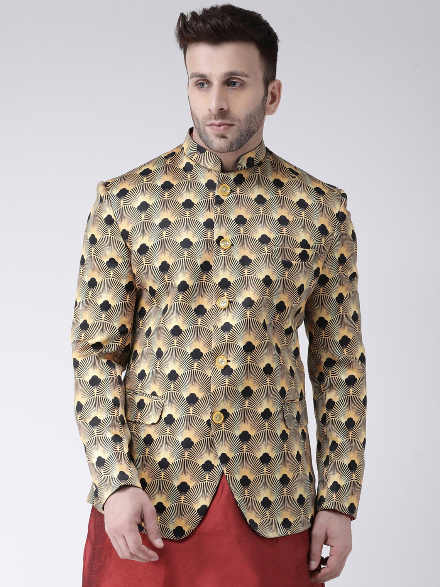 Hangup Cream Regular Fit Ethnic Blazer