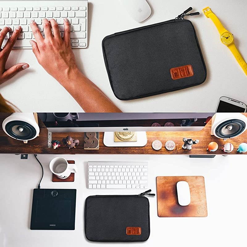 Cable Organizer Bag Electronics Accessories Carry Cases Portable Cord Organizer Bag for Cable Charger Phone USB SD Cardwith 8pcs Cable Ties Black