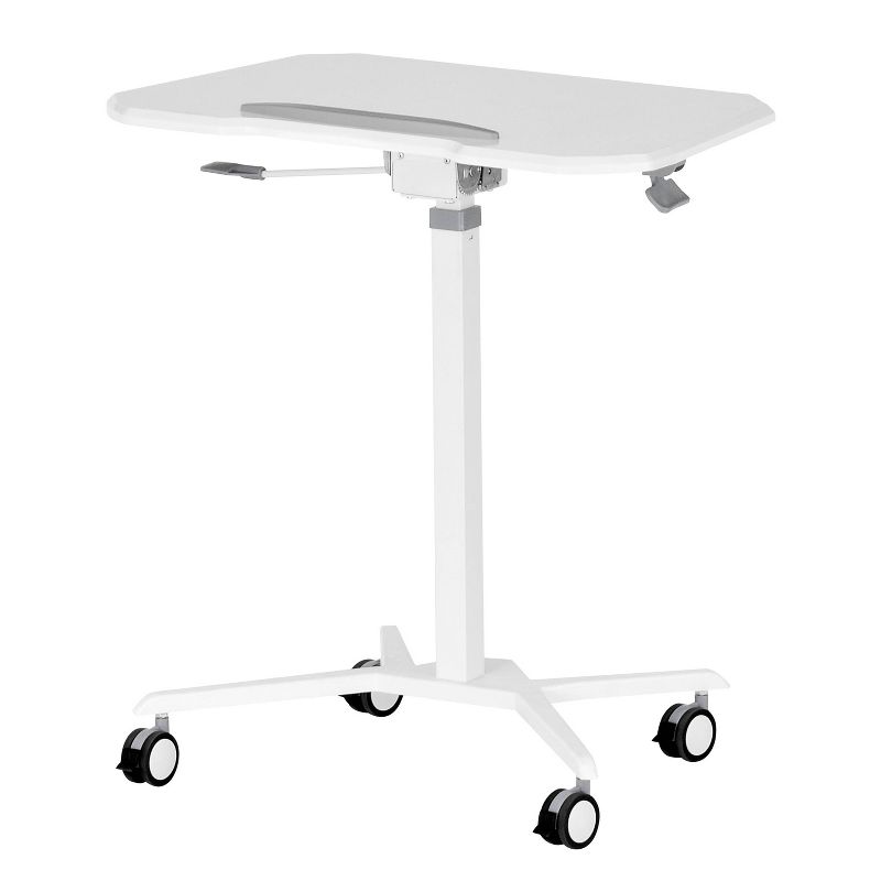 Sit To Stand Mobile Laptop Computer Stand with Height Adjustable White - Techni Mobili