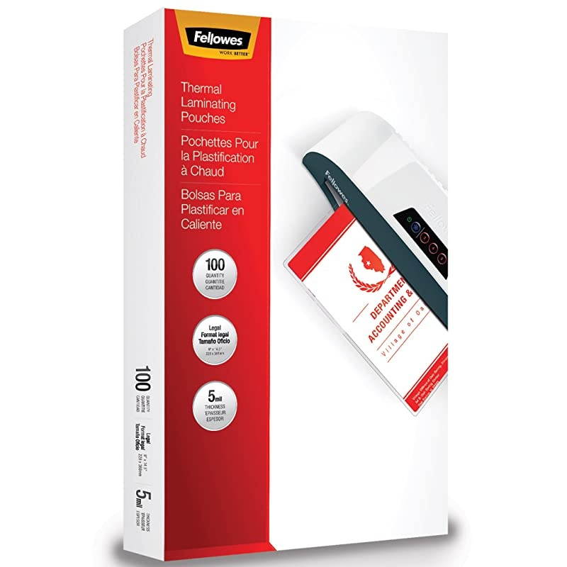 Laminating Pouches, Thermal, Legal Size, 5 Mil, 100 Pack (52045),CLEAR