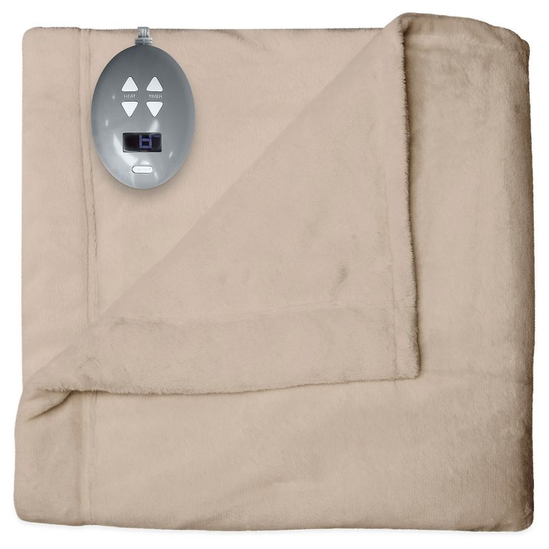 Velvet Plush Electric Blanket (Queen) Linen - Soft Heat&#174