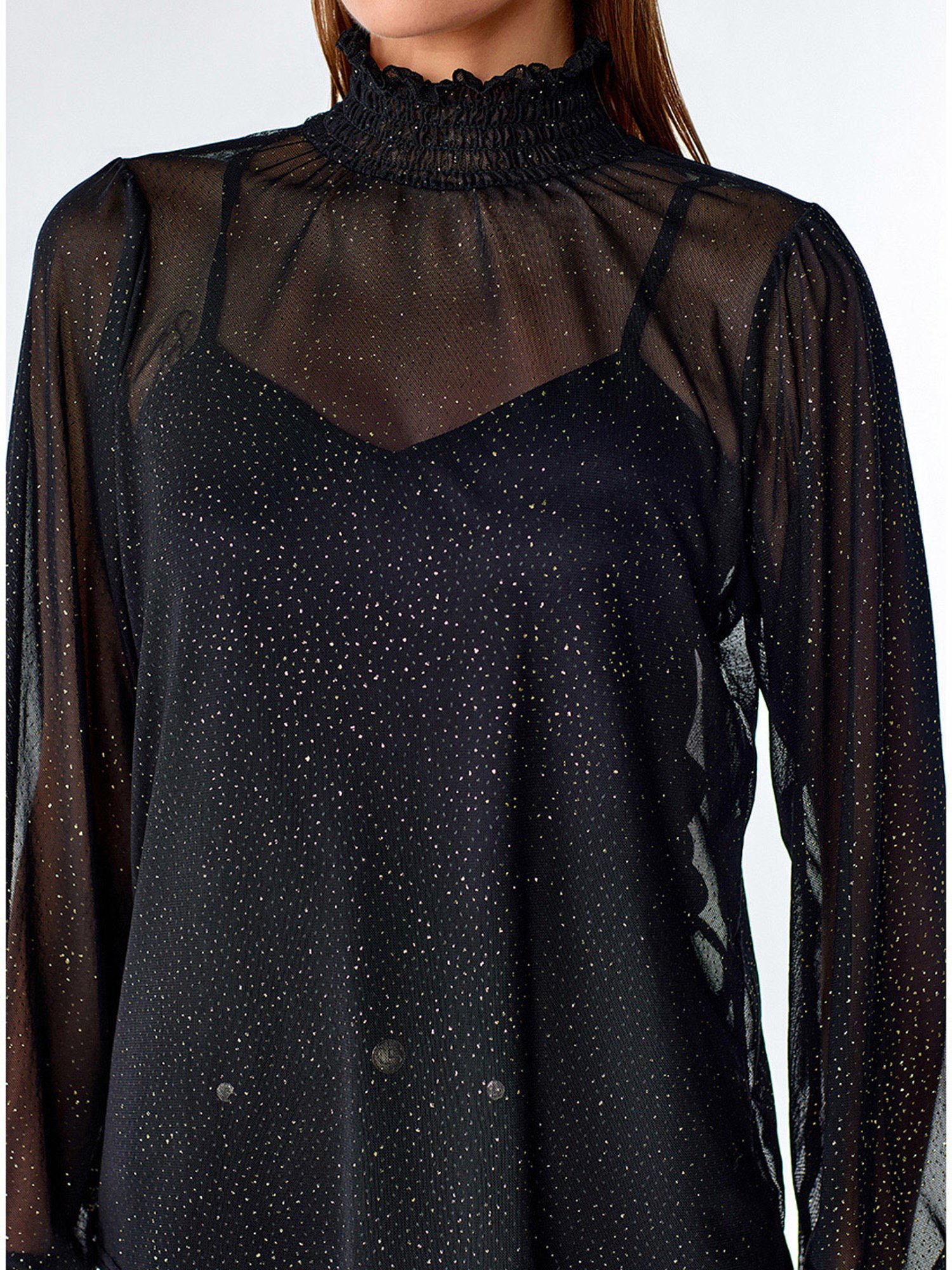 Cover Story Black Textured Top