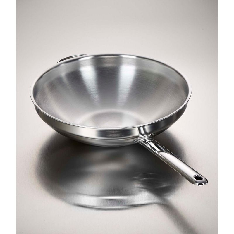 Demeyere 5.8-qt Stainless Steel Flat Bottom Wok with Helper Handle
