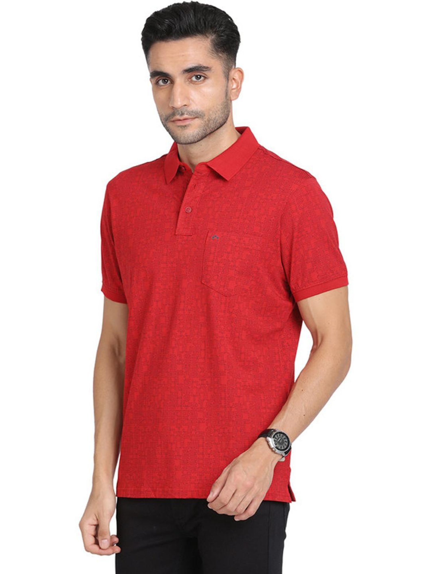 Turtle Red Slim Fit Printed Polo T-Shirts