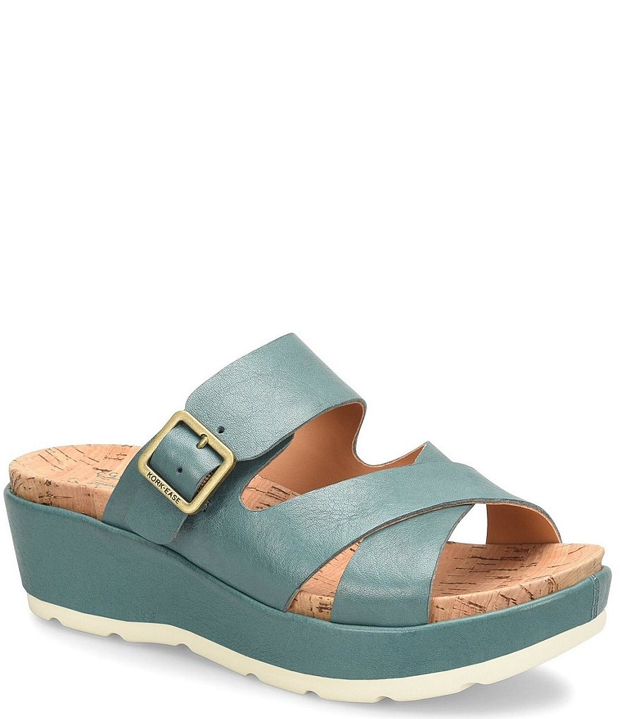 Kork-Ease Callie Leather Platform Wedge Slide Sandals