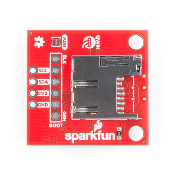 SparkFun Qwiic OpenLog Open-source datalogging Board Works over I2C Supports microSD FAT16/32 cards up to 32GB Configurable baud rates up to 115200bps Preprogrammed ATmega328 with Optiboot bootloader