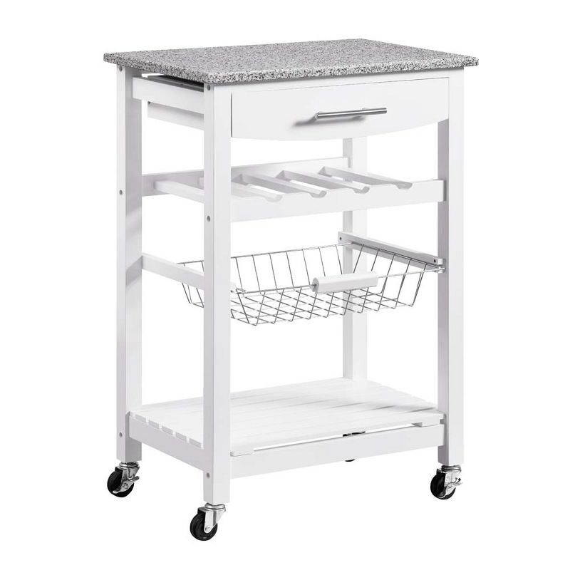 Linon Roger White Kitchen Island Granite Top