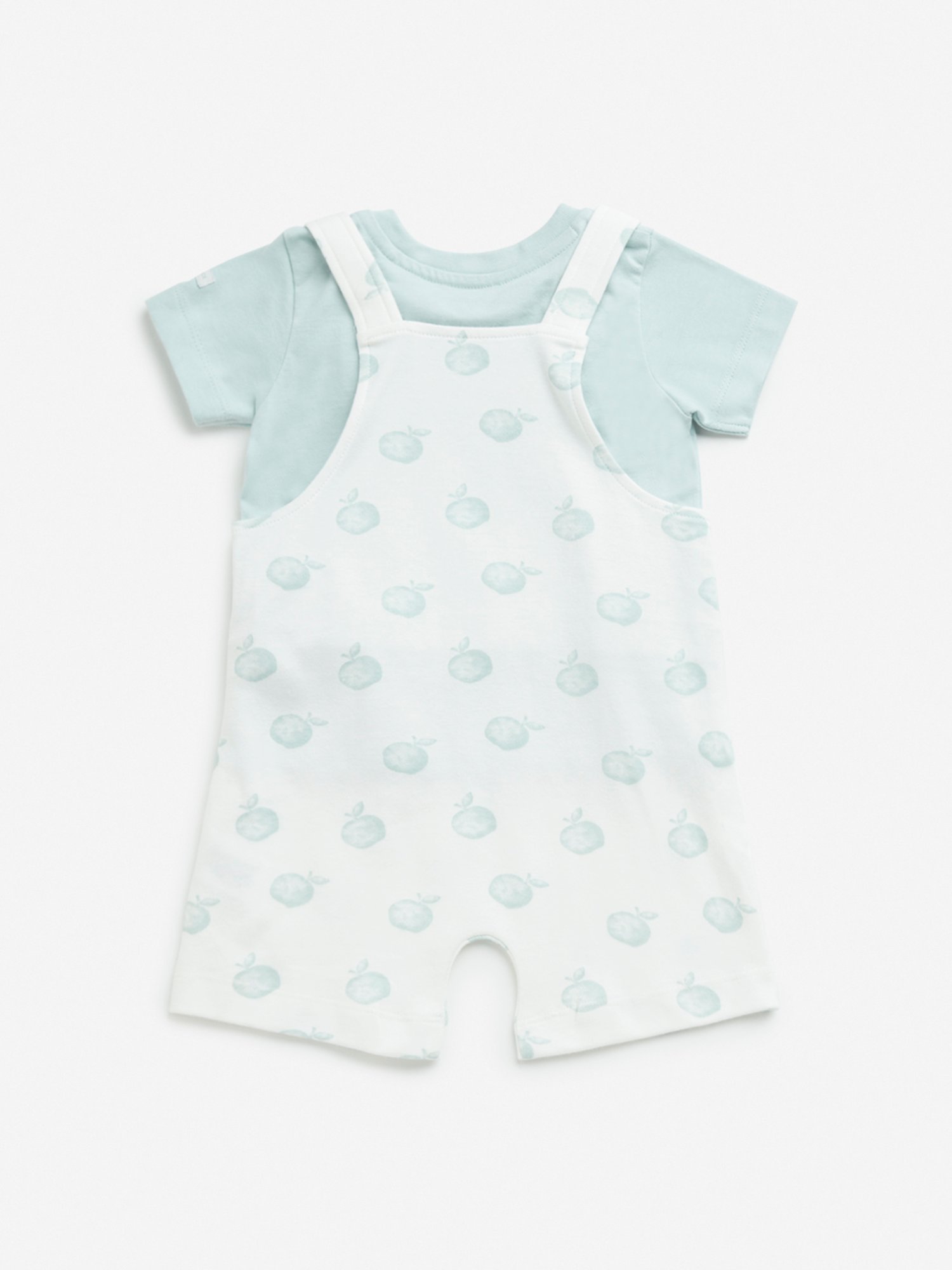 HOP Baby by Westside White Printed Cotton Dungaree with T-Shirt Set