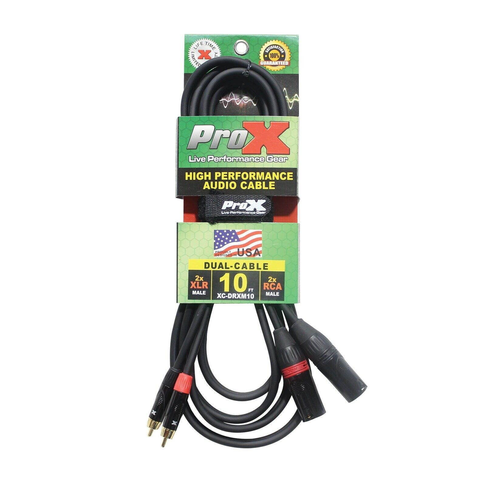 10 Foot Dual XLR Male to Dual RCA Male Patch Cable 2 XLRM to 2-RCA Audio Cord