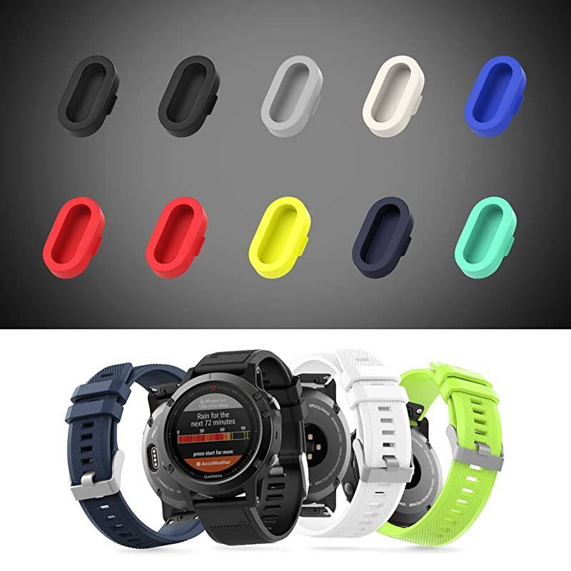 Dust Plug Compatible with Garmin Fenix 55S5X66S6X6 Pro6S Pro6X ProForerunner 935Vivoactive 44SVenu 10 Pack Silicone Charger Port Protector Anti Dust Plugs Caps Multi Colors A