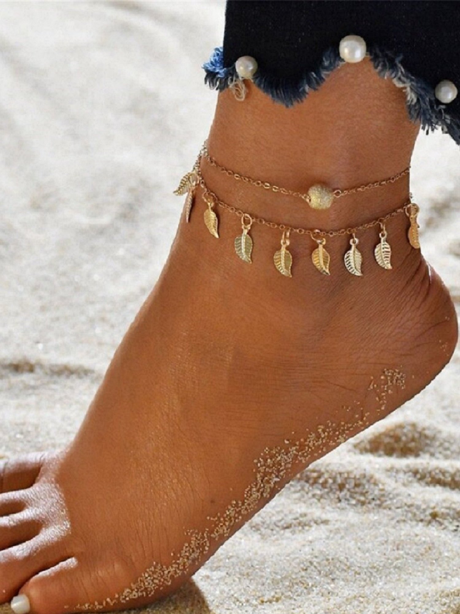 Abdesigns Gold-Plated Handpaint Wedding Doli Barat Bridal Anklets