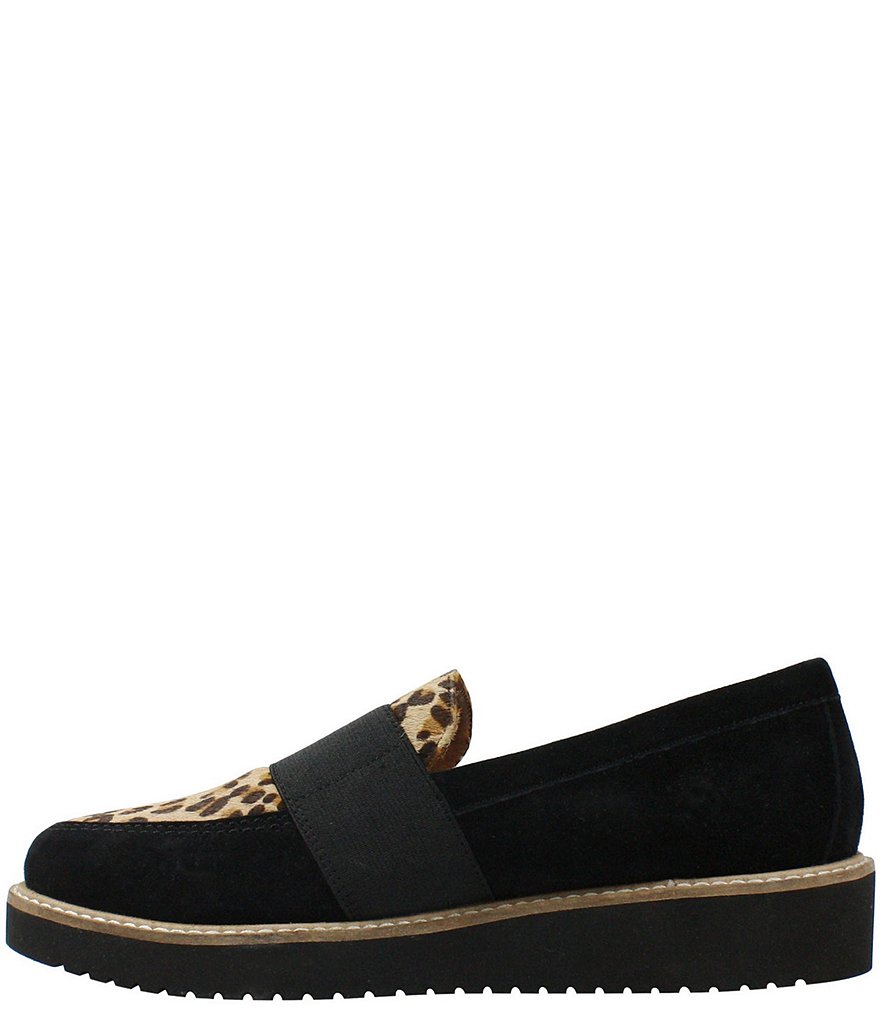 L'Amour Des Pieds Xanthus Suede Leopard Print Calf Hair Penny Loafers