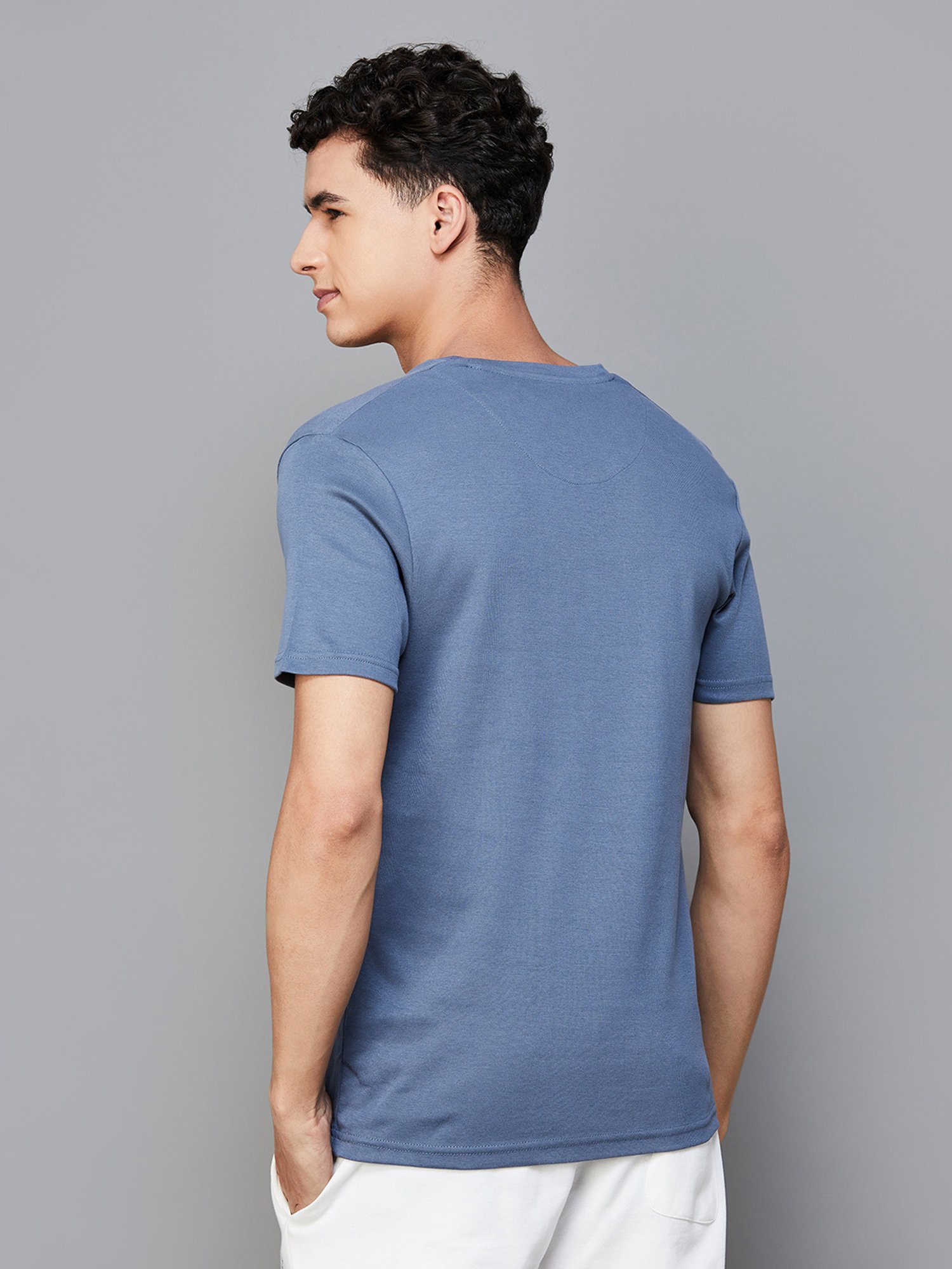 BOSSINI Cool Grey Regular Fit V-Neck T-Shirt