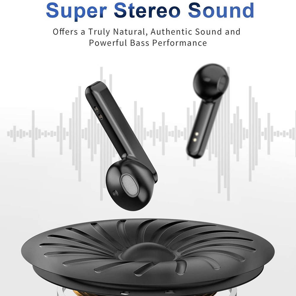 Wireless Headphones, Ephram Bluetooth 5.0 Wireless EarphonesAuto Pairing Bluetooth Earbuds TWS Stereo HiFi Wireless Headphones for Running Sports in-Ear with Type-C Charging with Mic Headset (Black)