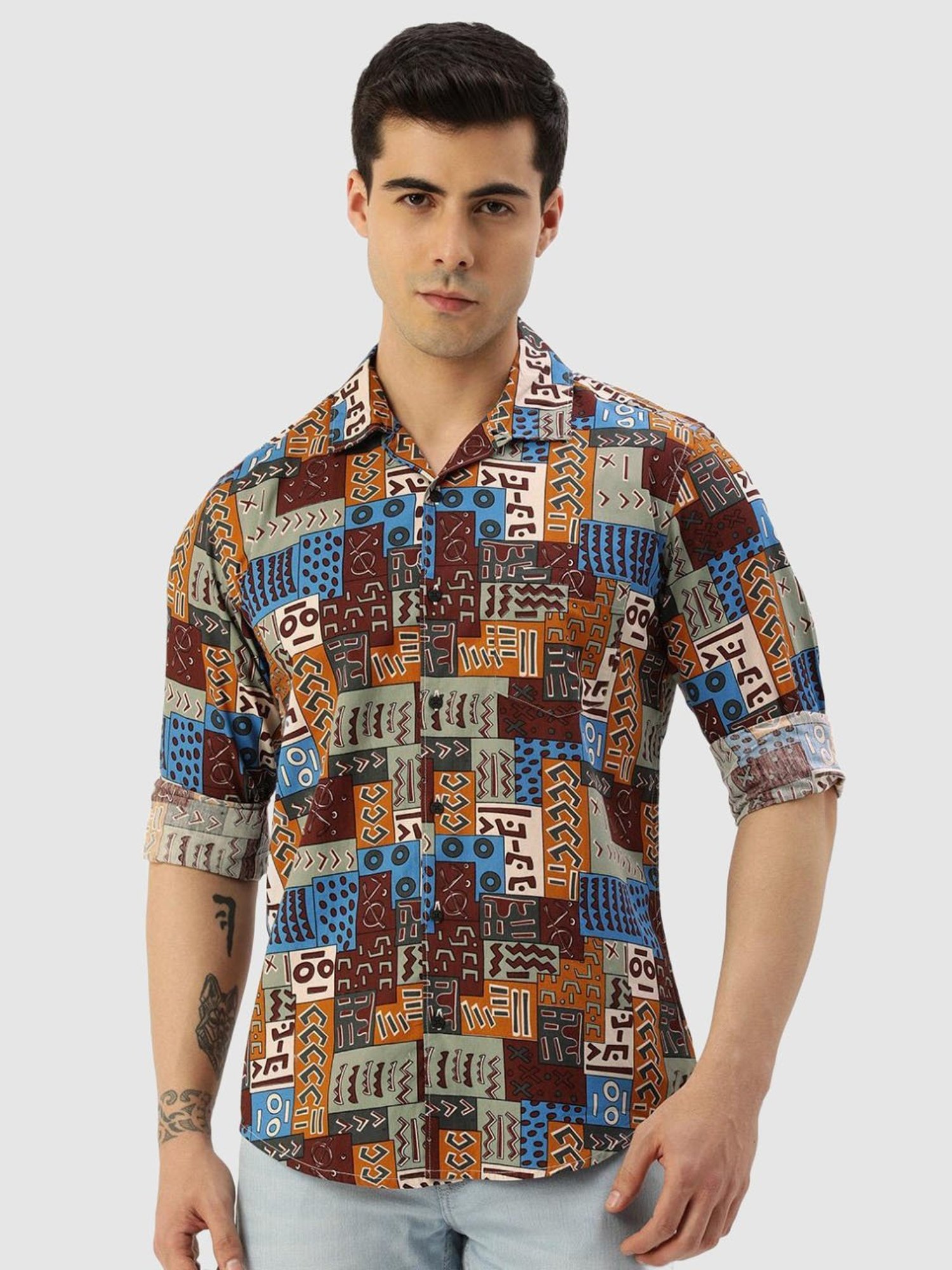 Bene Kleed Multicolor Regular Fit Printed Cotton Shirt