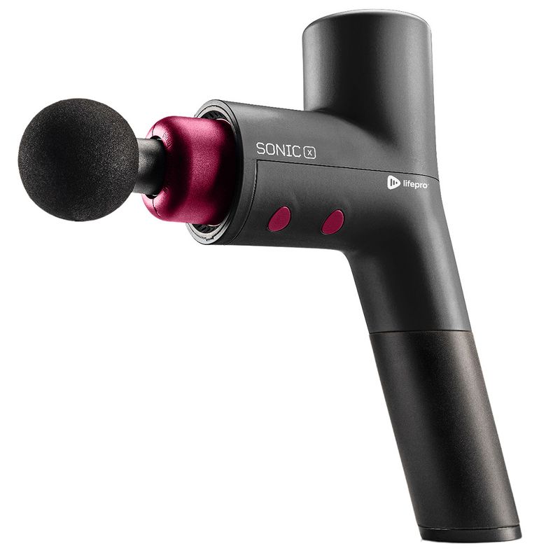 Lifepro LPSNCXBLK Sonic X Electric Personal Handheld Deep Tissue Muscle Percussion Massage Relief Therapy Massager Gun Machine for Athletes, Black