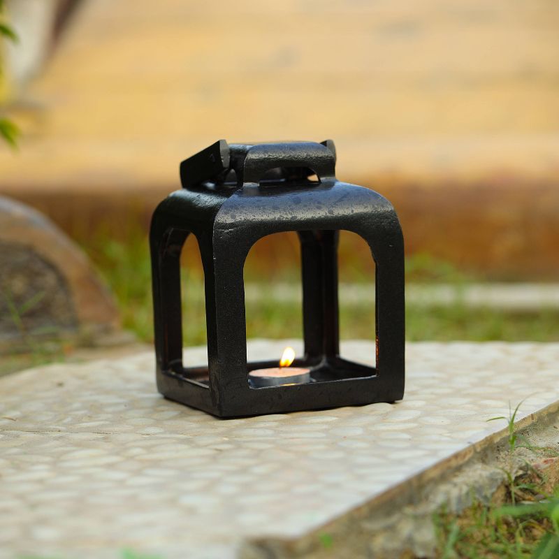 6.5" x 5" Aluminum Cast Metal Pillar Outdoor Lantern Black - Smith & Hawken™