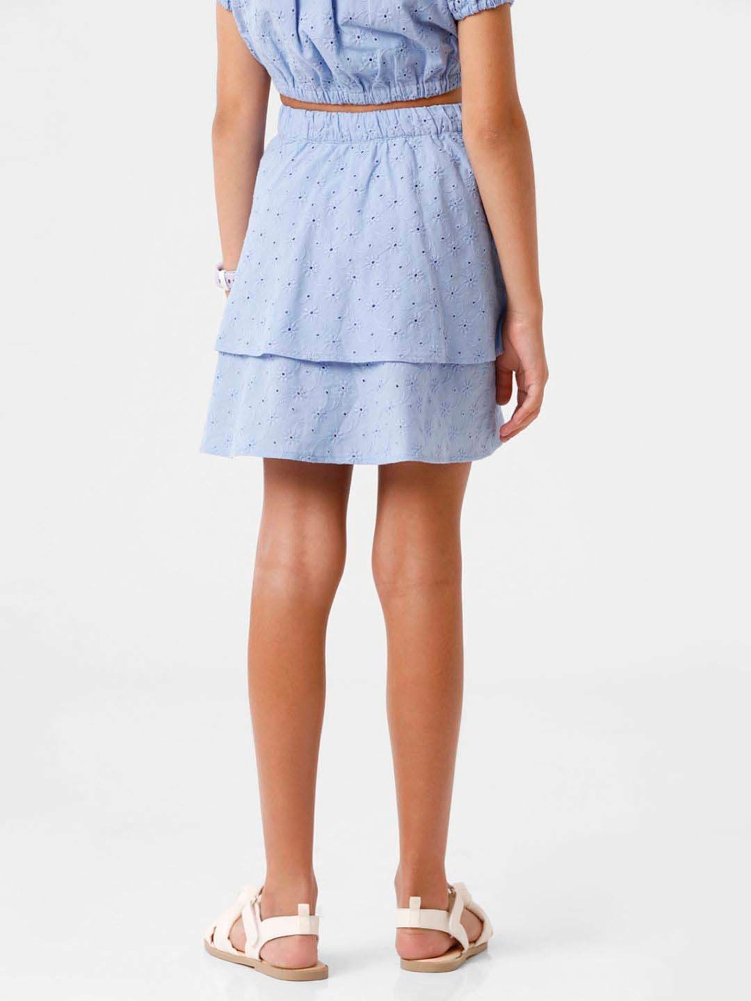 Kate & Oscar Kids Blue Embroidered Skirt