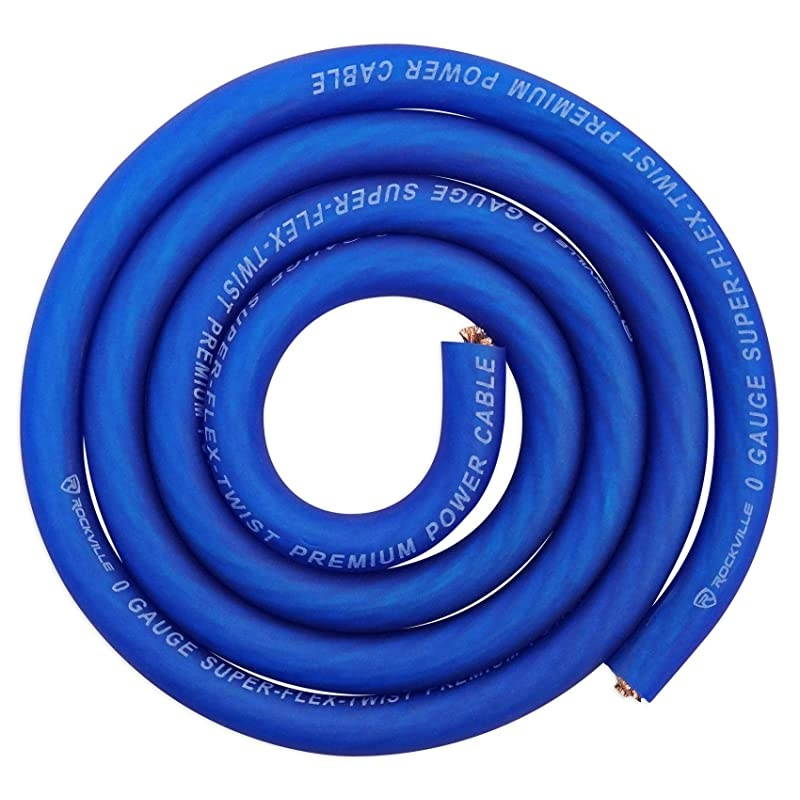 R0G5BLUE 0 Gauge AWG 5 Ft. Blue Car Amp Ground Wire Cable-High Grade