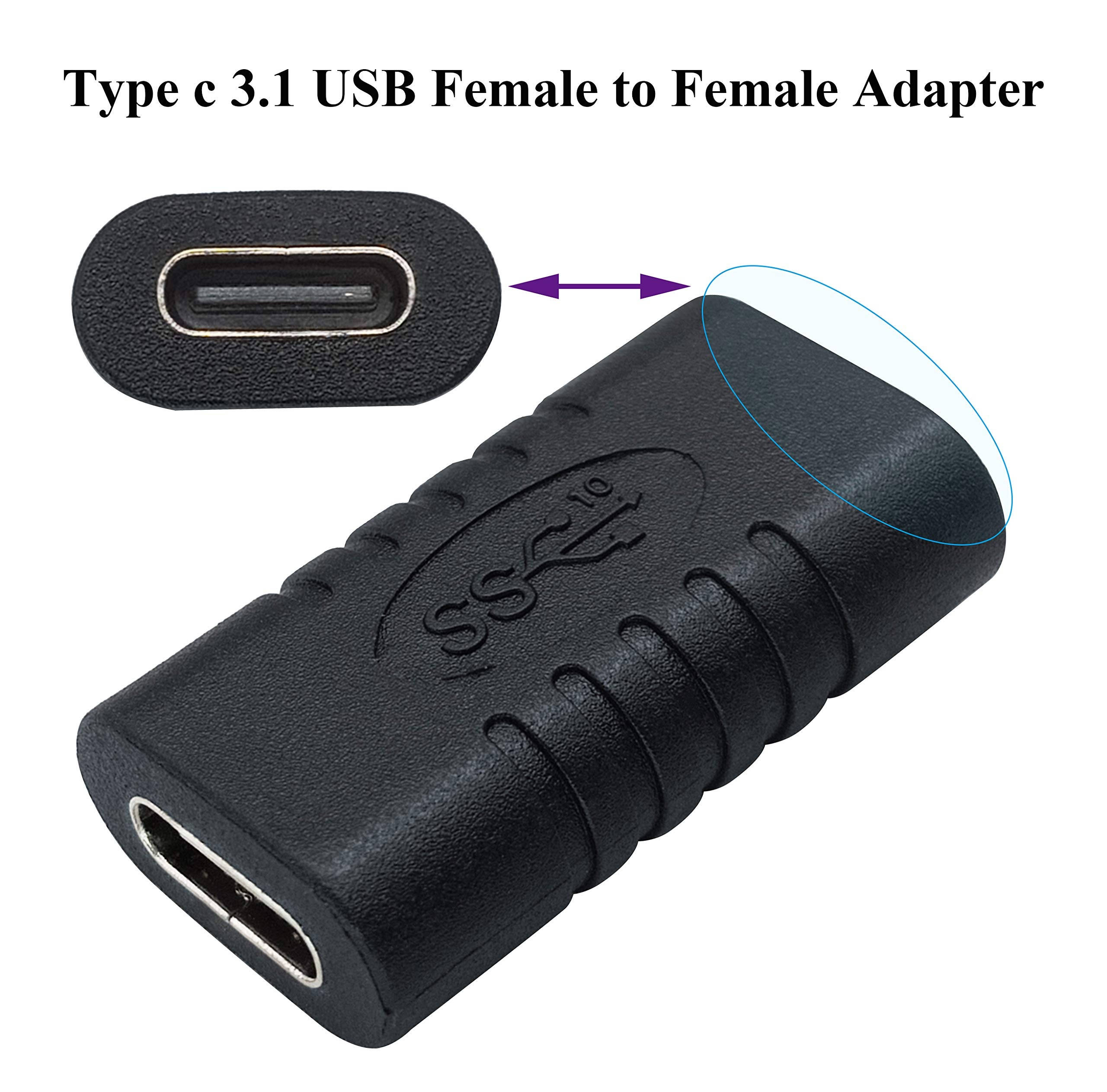Type C USB Adapter, Gen 2 (10Gbps) 3A USB-C 3.1 Type C USB Female to Female Extension Adapter Supports Charging, Data, Audio, Video Adapter for Laptop, Phone,MacBook USB C HUB (2Pack-F/F)