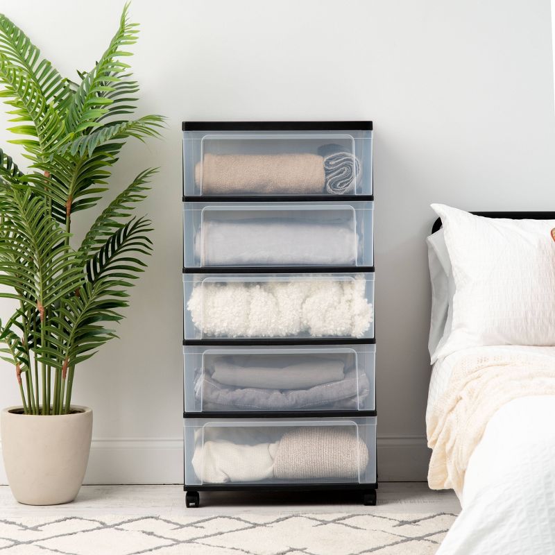 Homz 4-Drawer Medium Rolling Storage Cart - Black with Smoke Drawers