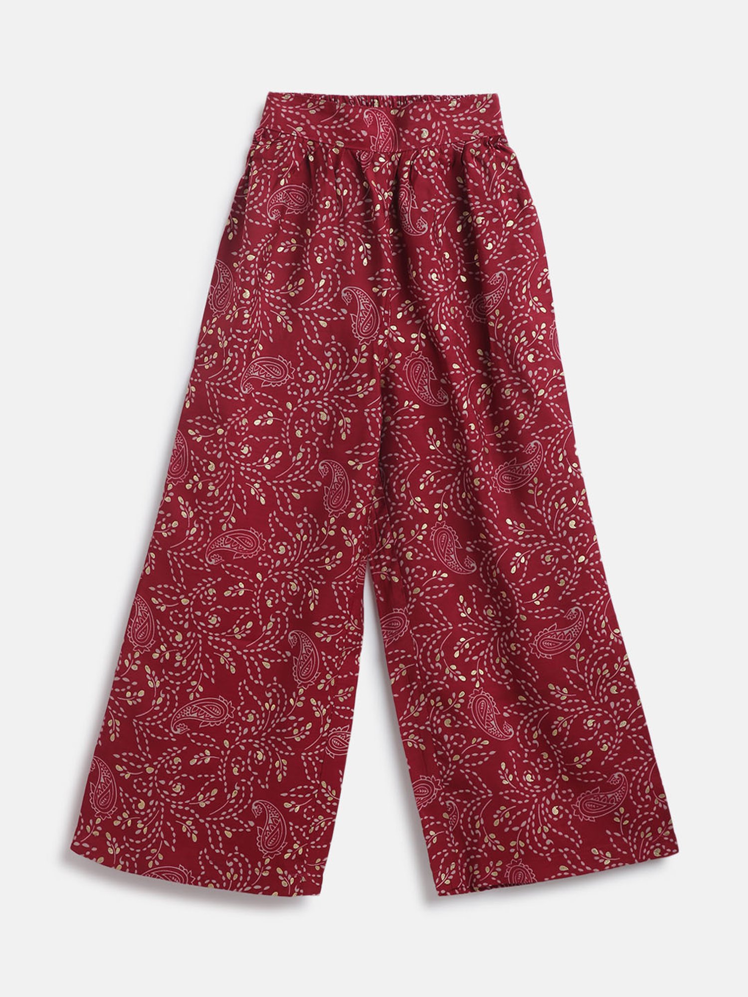 Tales & Stories Kids Grey & Maroon Printed Top, Pants with Dupatta