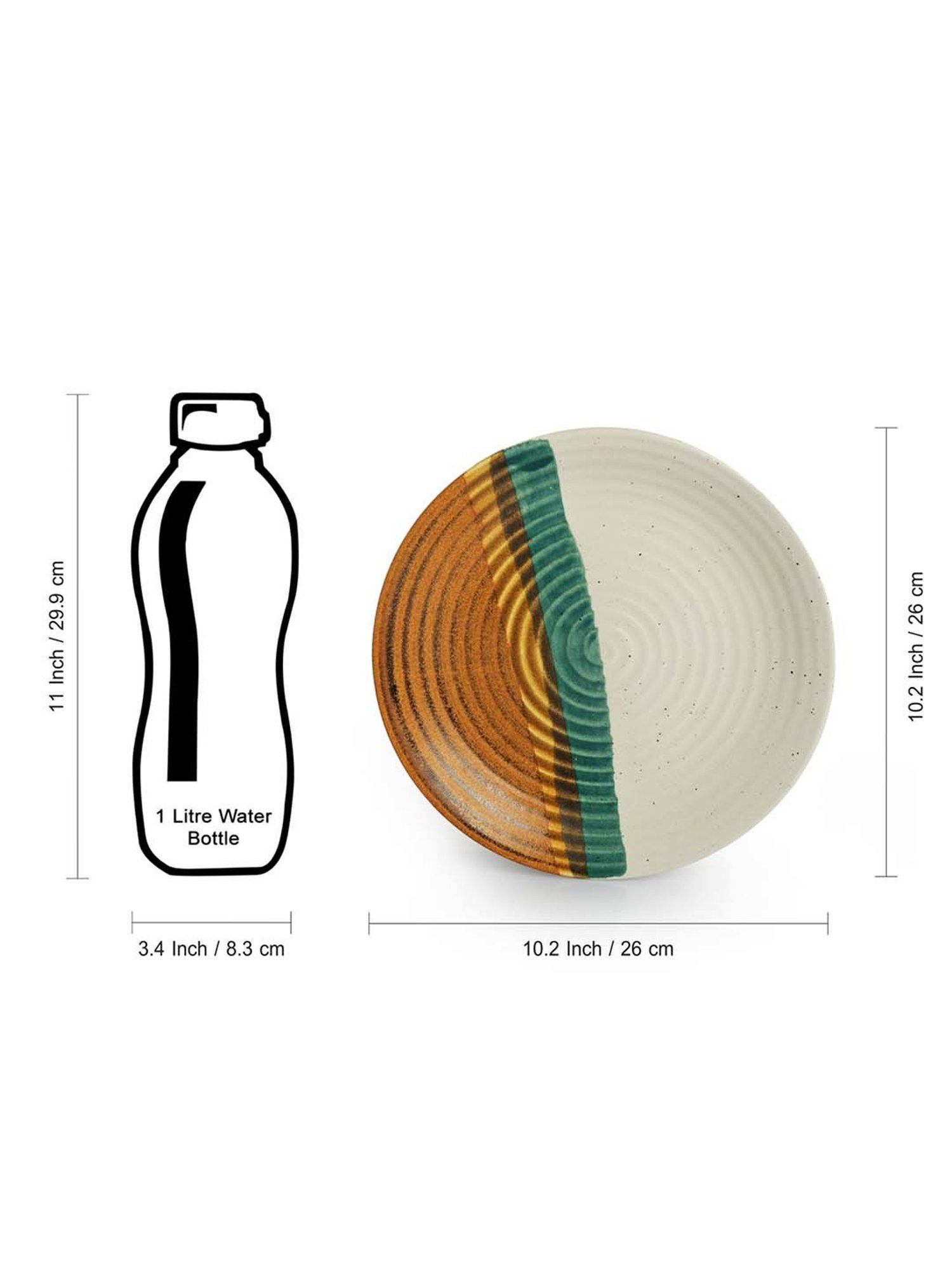 ExclusiveLane Zen Garden Brown & Green Ceramic Hand Glazed Dinner Plates - Set of 2