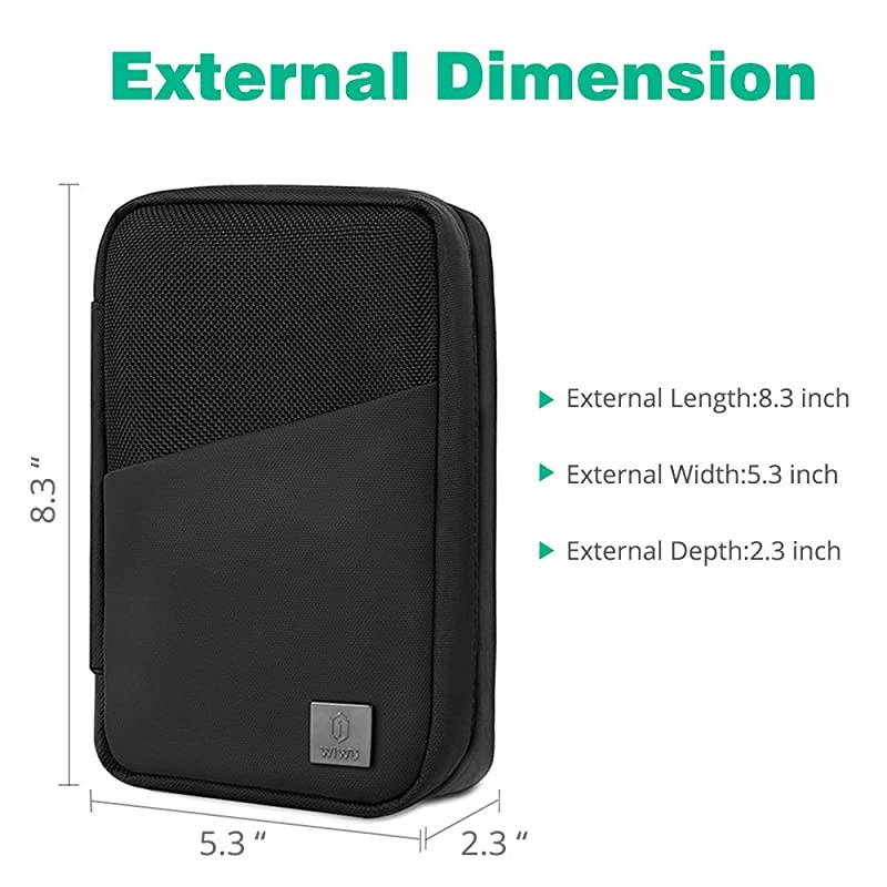 Travel Cable Organizer Bag, Waterproof Electronics Accessories Pouch Bag for Apple Pencil,Hard Drives, Cable, Charger, Phone, USB, SD Card (Black)