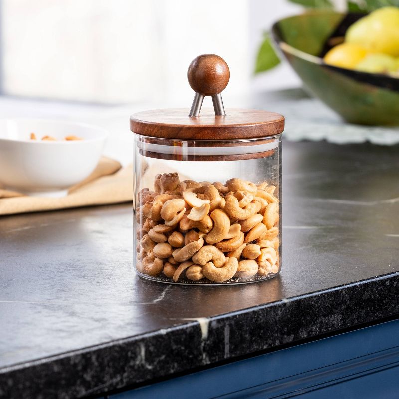 Honey-Can-Do Small Acacia and Glass Canister