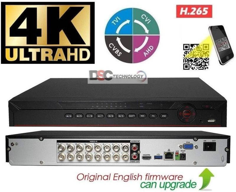 Penta-Brid XVR-X 16+8CH 4K 1U Digital Video Recorder Support HDCVI up to 4K, AHD/TVI(up to 5MP) CVBS/IP Video inputs 5-in-1 DVR NVR XVR