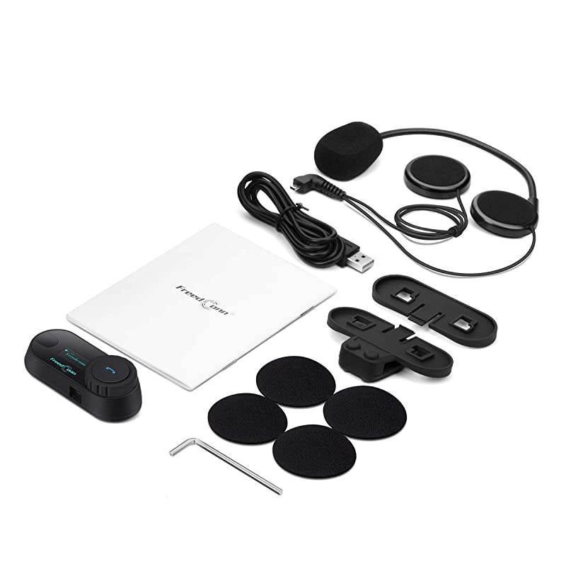 TCOMSC Hard Mic Bluetooth Helmet Communication Intercom Systems for Motorcycle LCD Screen 800M TwoWay Handsfree Bluetooth Interphone Intercom Headset with FM Radio Waterproof 1 Pack