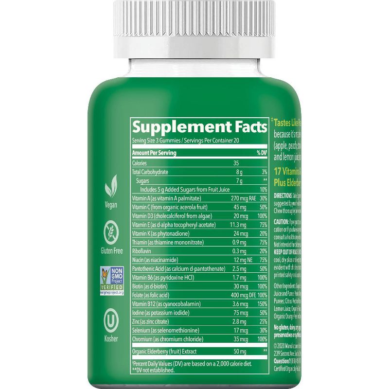 Fruily Organic Adult 50+ Multivitamin Real Fruit Gummy - 60ct