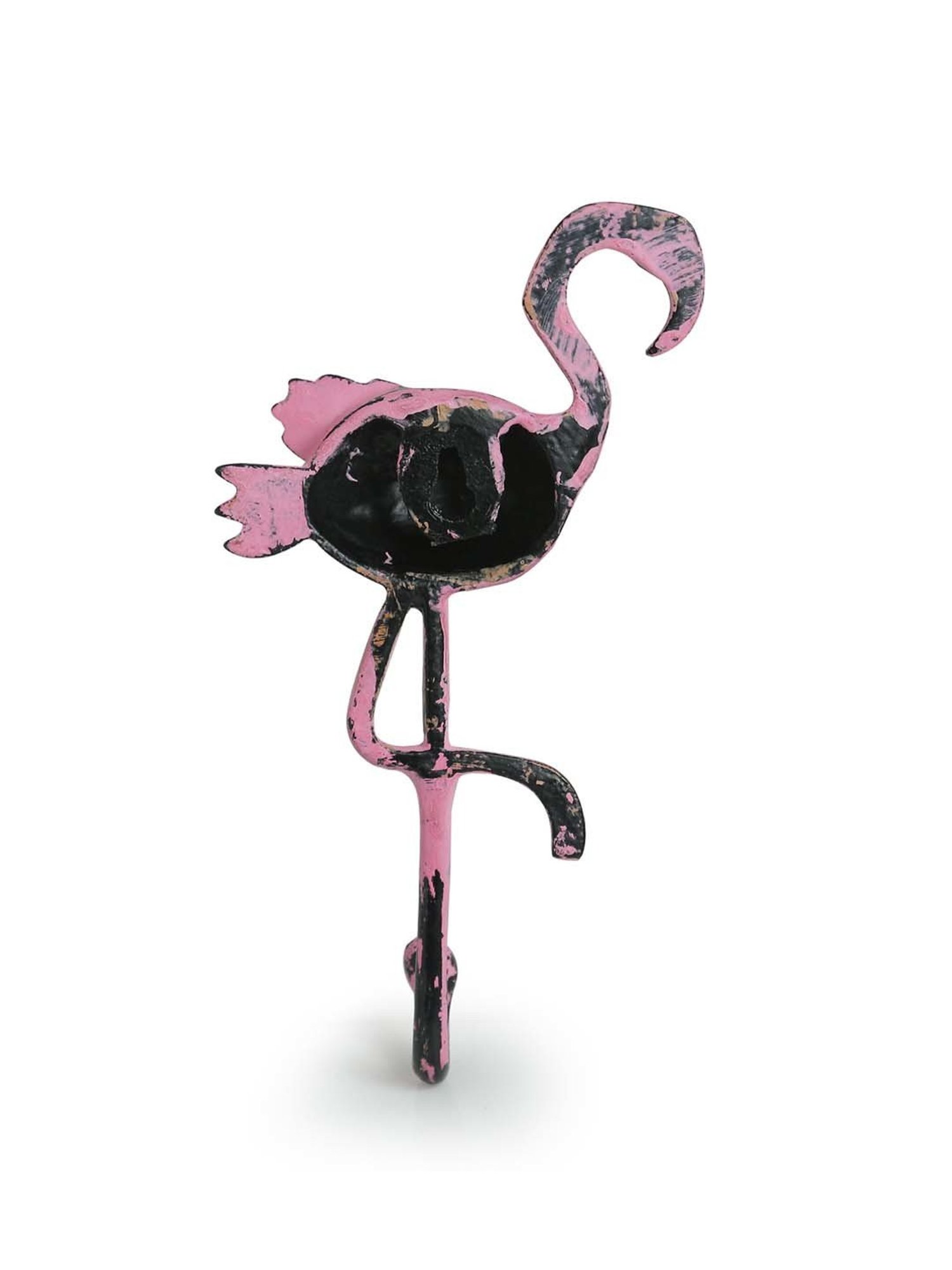 ExclusiveLane 'The Blushing Flamingo' Rustic Aluminium Wall Decor & Wall Hook (8.7 Inch)