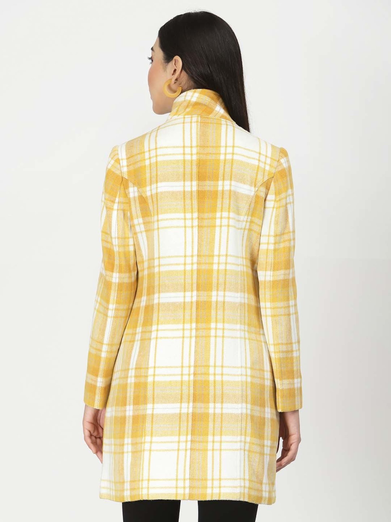 Juelle Yellow & White Check Over Coat