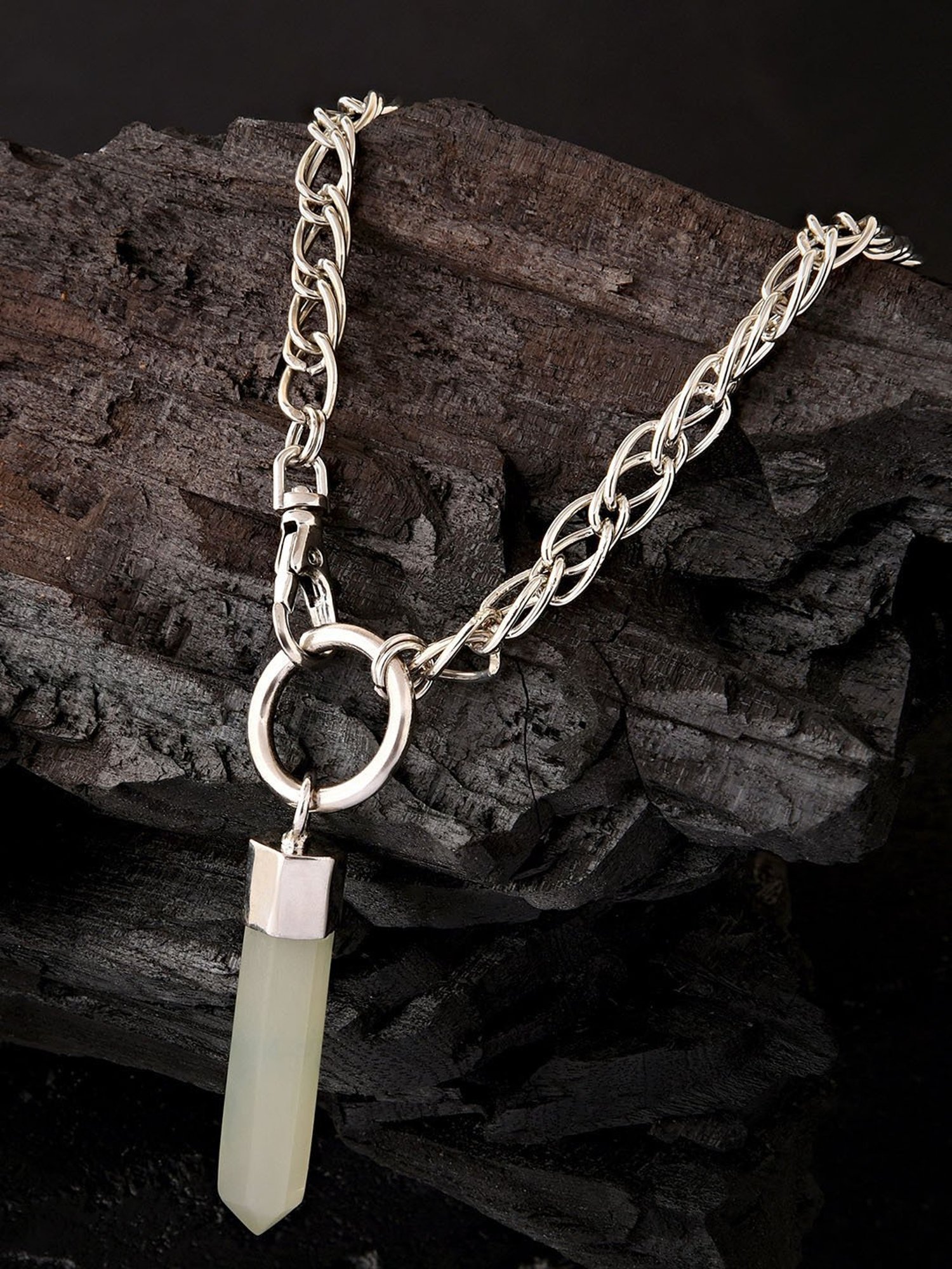 The Bode Code Silver-Plated White Solid Pendant Necklace For Men