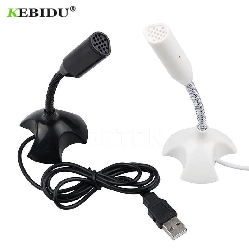 KEBIDU USB Laptop Microphone Mini Studio Speech Microphone Stand 360 Adjust Mic With Holder For Mac Laptop Desktop PC