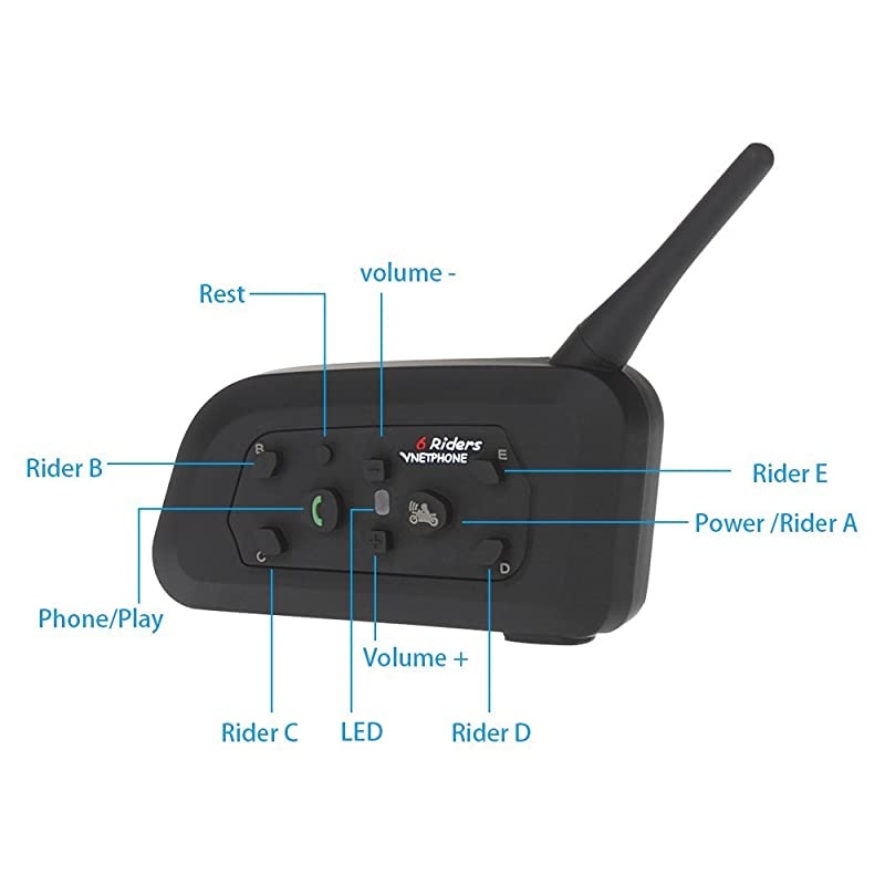 Motorcycle V6 Bluetooth Intercom 1200M Full Duplex Motorbike Snowmobile Helmet Skiing Communication Interphone Headset Waterproof 6 RidersSingle
