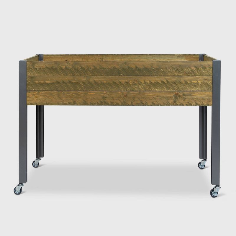 32" Rectangular Elevated Spruce Wooden Planter Brown - CedarCraft