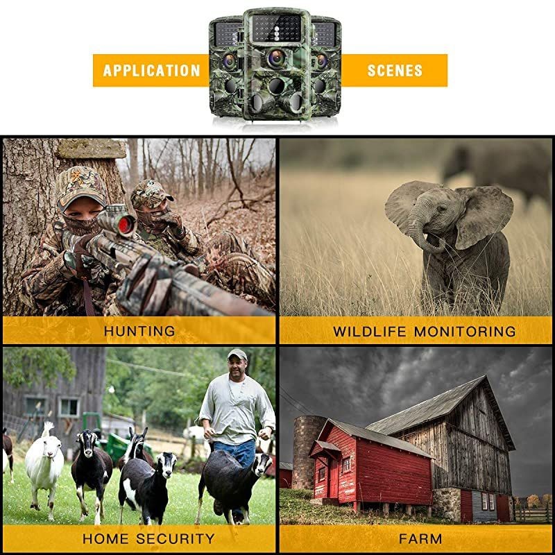 Trail Camera 20mp Waterproof Game Hunting Cam with 3 Infrared Sensors Motion Activated Night Vision for Wildlife Monitoring